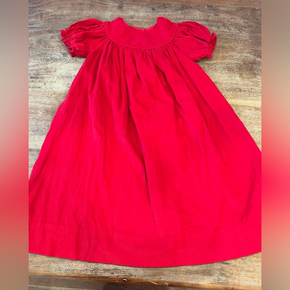 Smocktions Girls‎ corduroy Red dress size 6